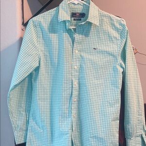 Vineyard Vines Green Casual Button Down Shirt Gingham Check